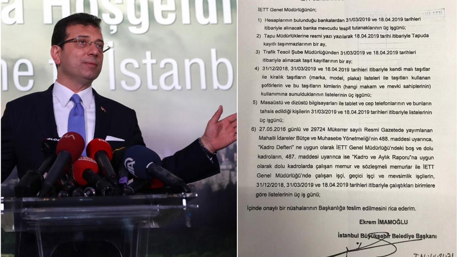 İmamoğlu, hızlı başladı: Belediye şirketlerinden banka, tapu ve araç kayıtlarını istedi