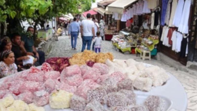 Safranbolu'da dükkan önünde lokum ikramına yasak