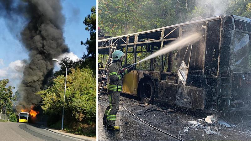 Beykoz'da seyir halindeki İETT otobüsü yandı