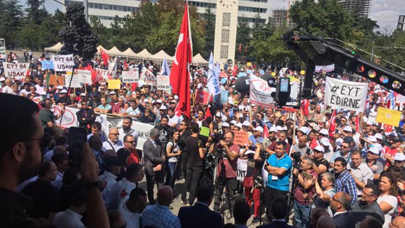 Binlerce EYT'li, yirminci yılda Tandoğan'da: "Alın terinin karşılığı olan haklarımızı istiyoruz"