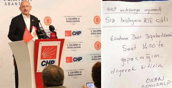 Kılıçdaroğlu, AKP'nin anlaşmayı bozduğunu bu 'notla' öğrendi