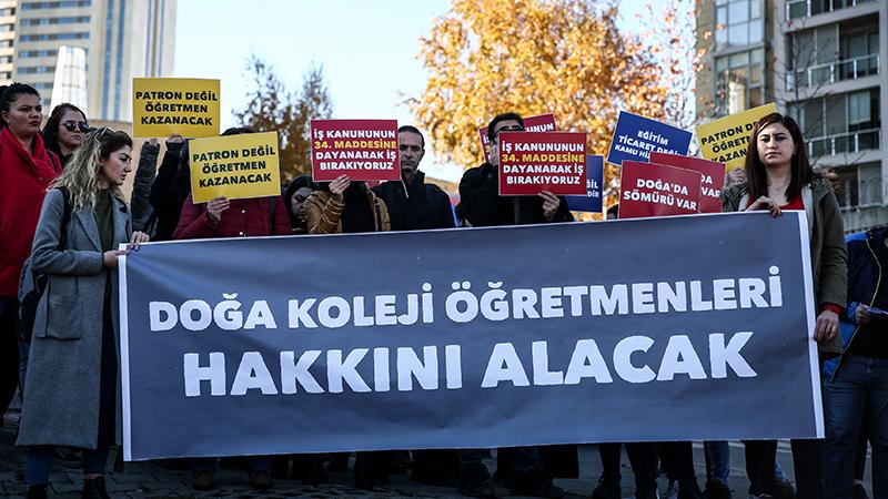 Aylardır maaşlarını alamayan Doğa Koleji öğretmenlerinden yönetime bildiri ve ihtar