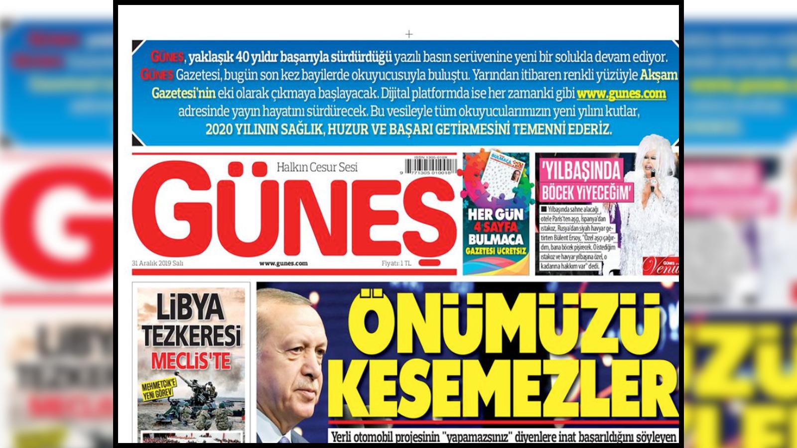 Güneş, Akşam gazetesinin eki olarak yayın hayatına devam edecek