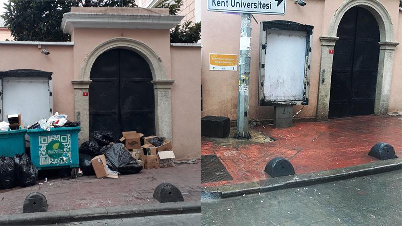 Vatandaş uyardı belediye kilise önündeki çöp konteynerları kaldırdı