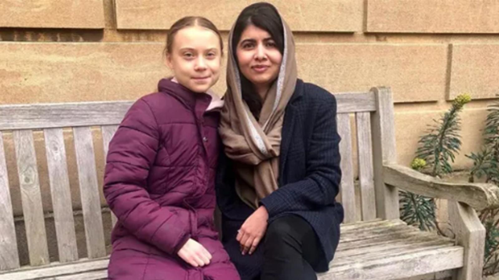 İki aktivist yan yana; Greta Thunberg, Nobel ödüllü Malala Yousafzai ile tanıştı