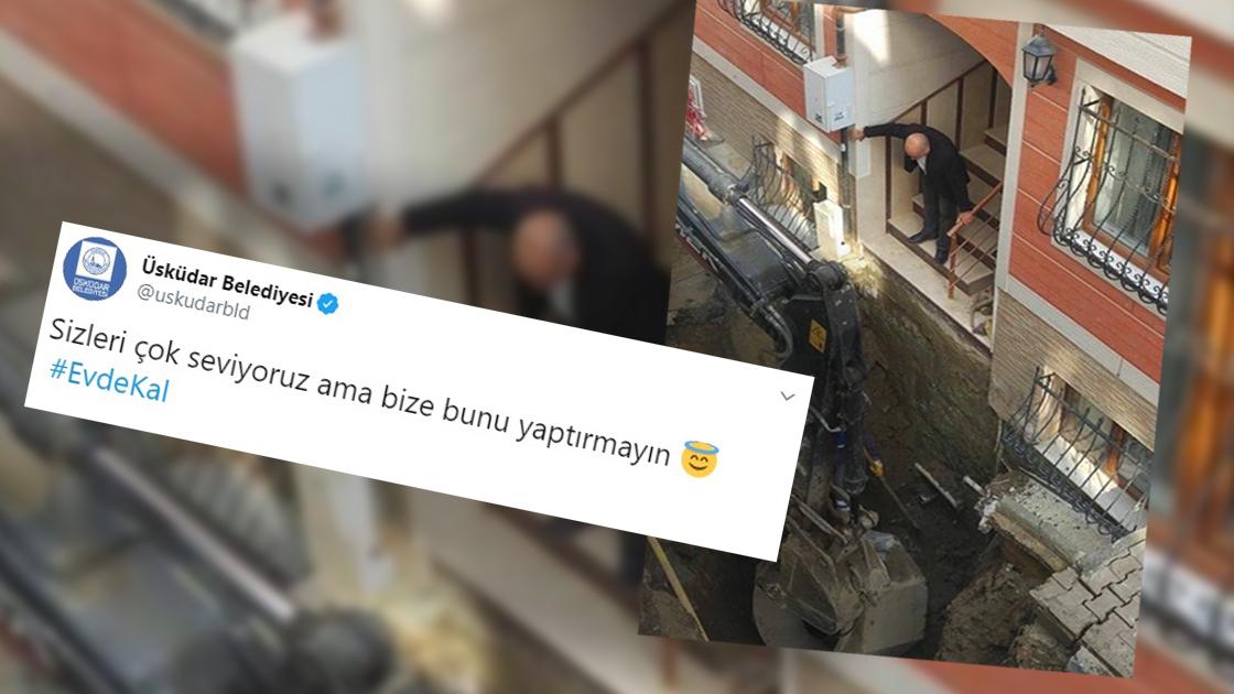 Üsküdar Belediyesi, Koronavirüs'e karşı 'evde kal' çağrısını bu fotoğrafla yaptı