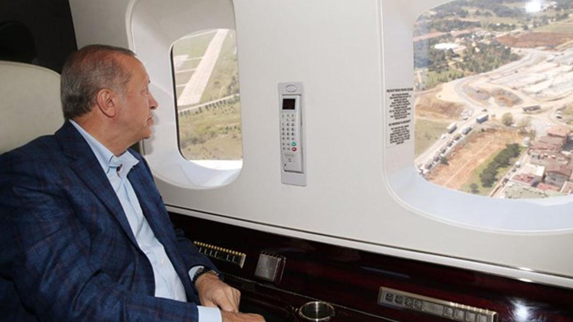 Erdoğan İstanbul'daki hastane inşaatlarını havadan inceledi