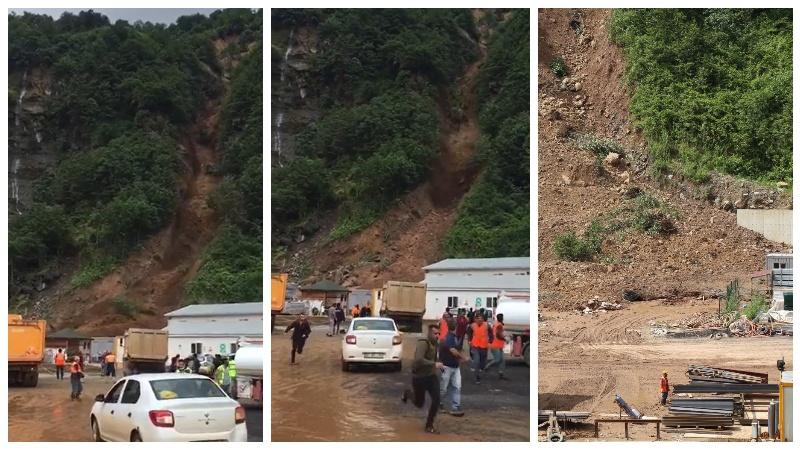 Rize'de meydana gelen heyelan kameraya böyle yansıdı