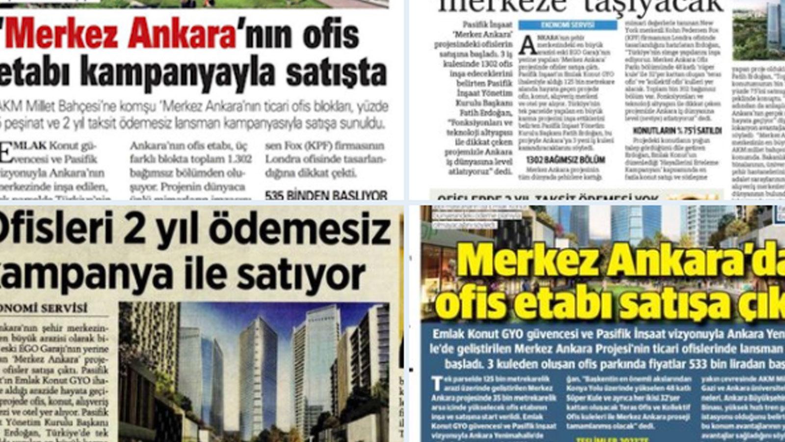 Medya Ombudsmanı Bildirici'den Hürriyet, Milliyet, Akşam, Türkiye okurlarına uyarı: "Ankara’da ofis etabı satışa çıktı" metni şirket reklamı!