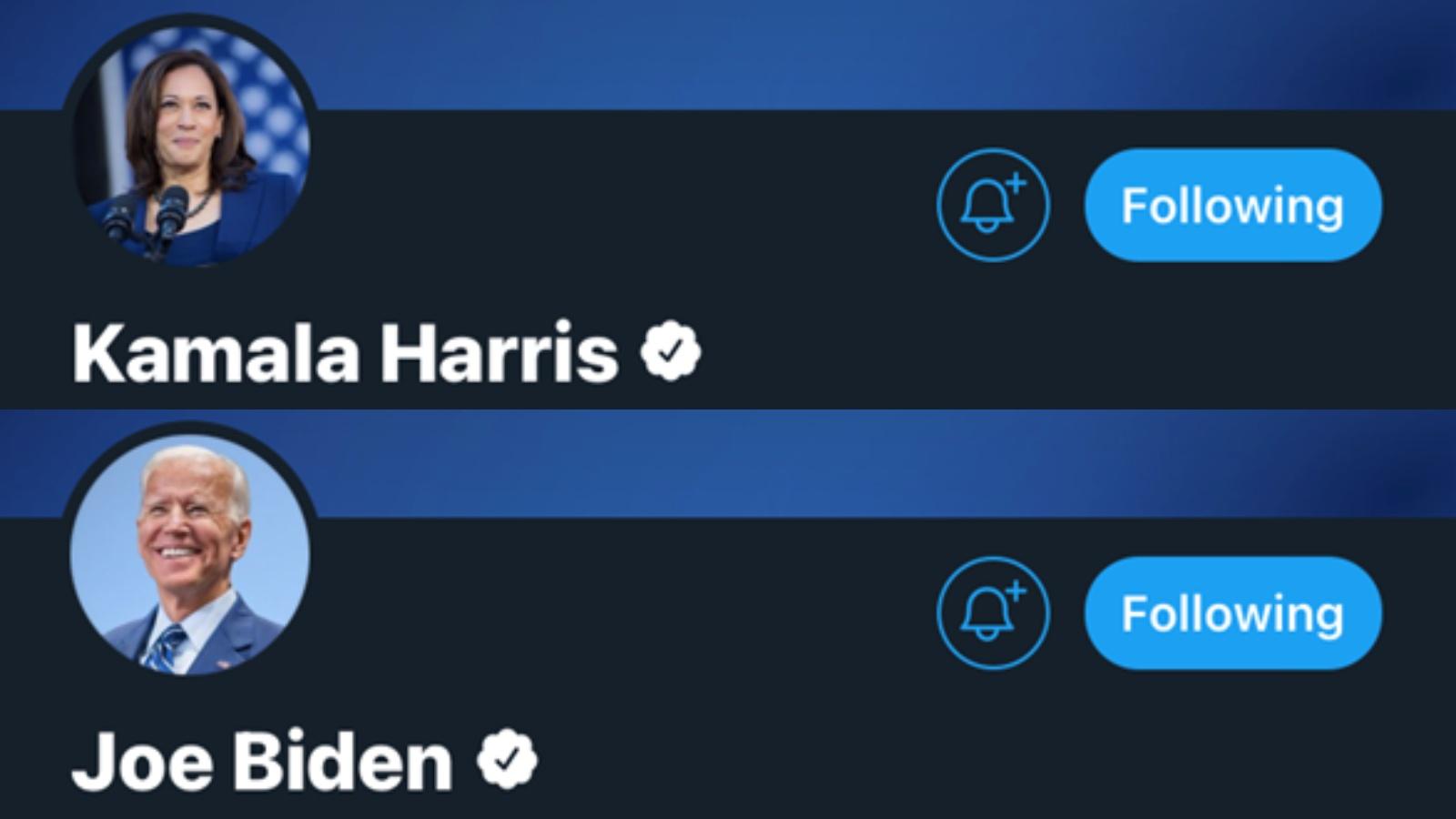 Joe Biden ve Kamala Harris, Twitter'daki durumlarını güncelledi: Seçilmiş Başkan/Başkan Yardımcısı 