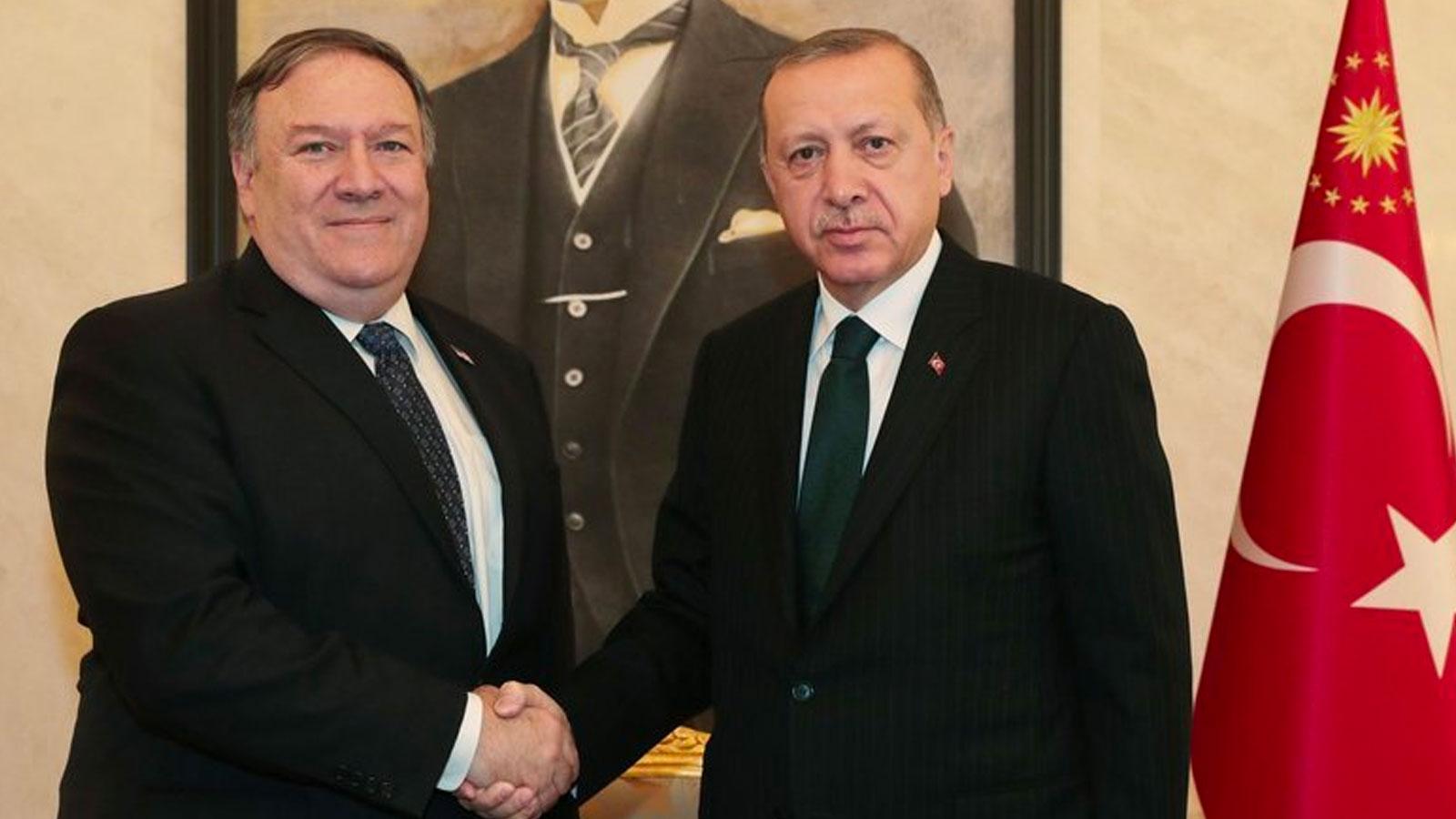 Pompeo - Erdoğan (soldan sağa)