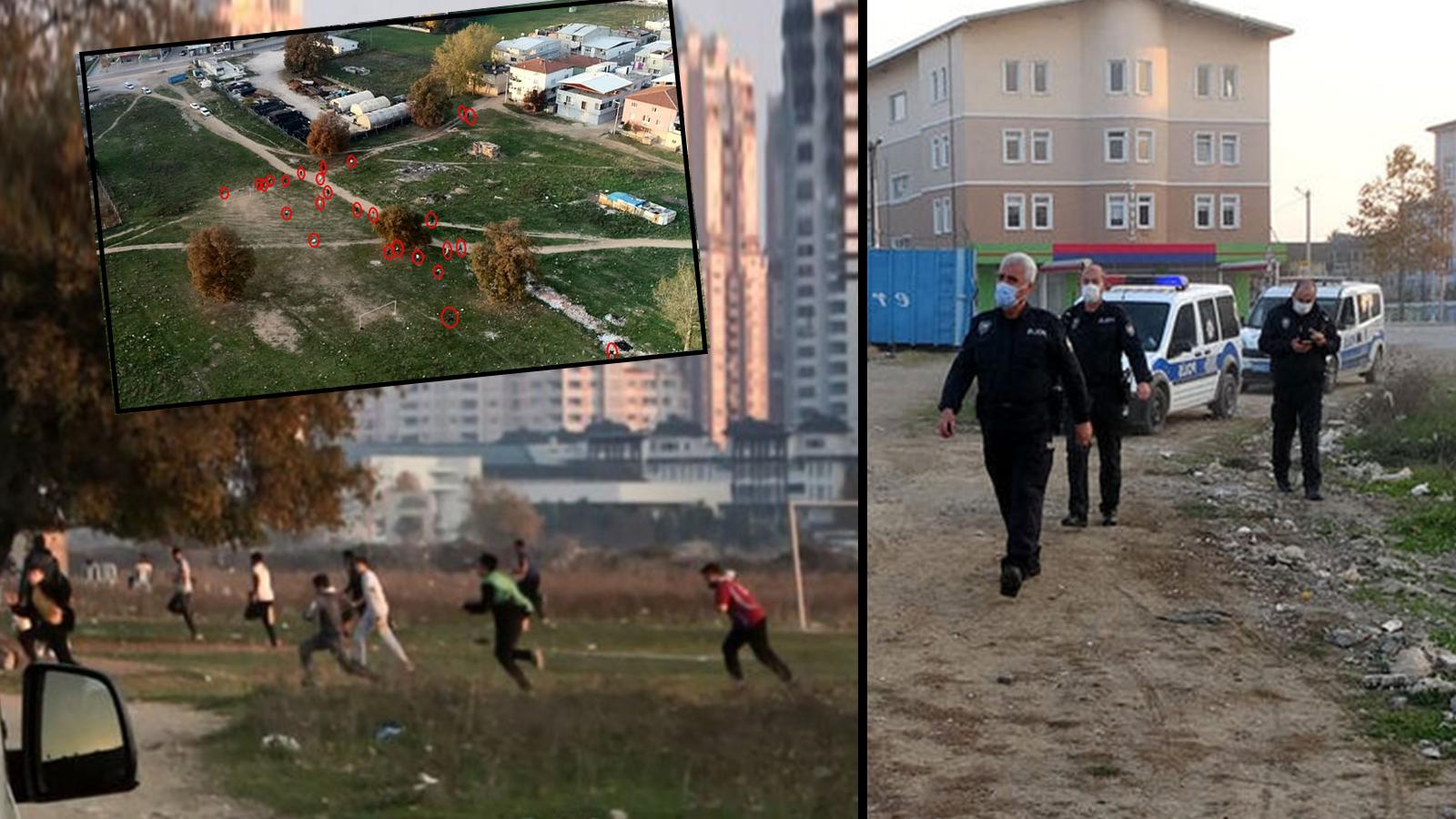 Sokağa çıkma yasağı varken maç yapan 27 kişi polisleri görünce eşyalarını bırakıp kaçtı