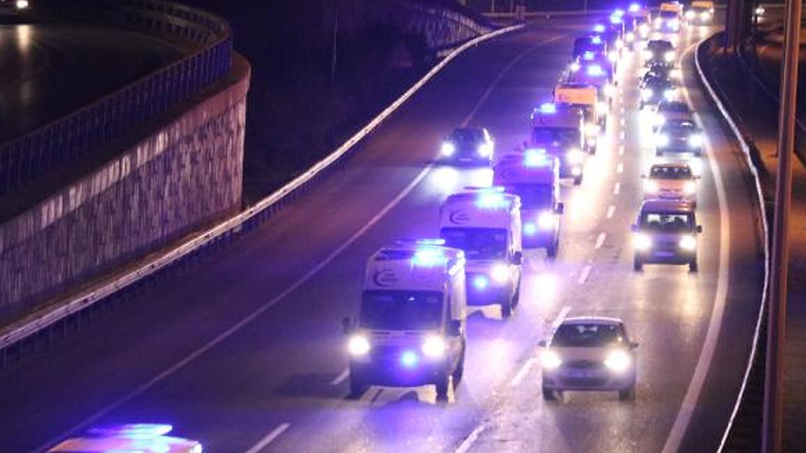 Ankara'dan yola çıkan 61 ambulans İstanbul'a geldi