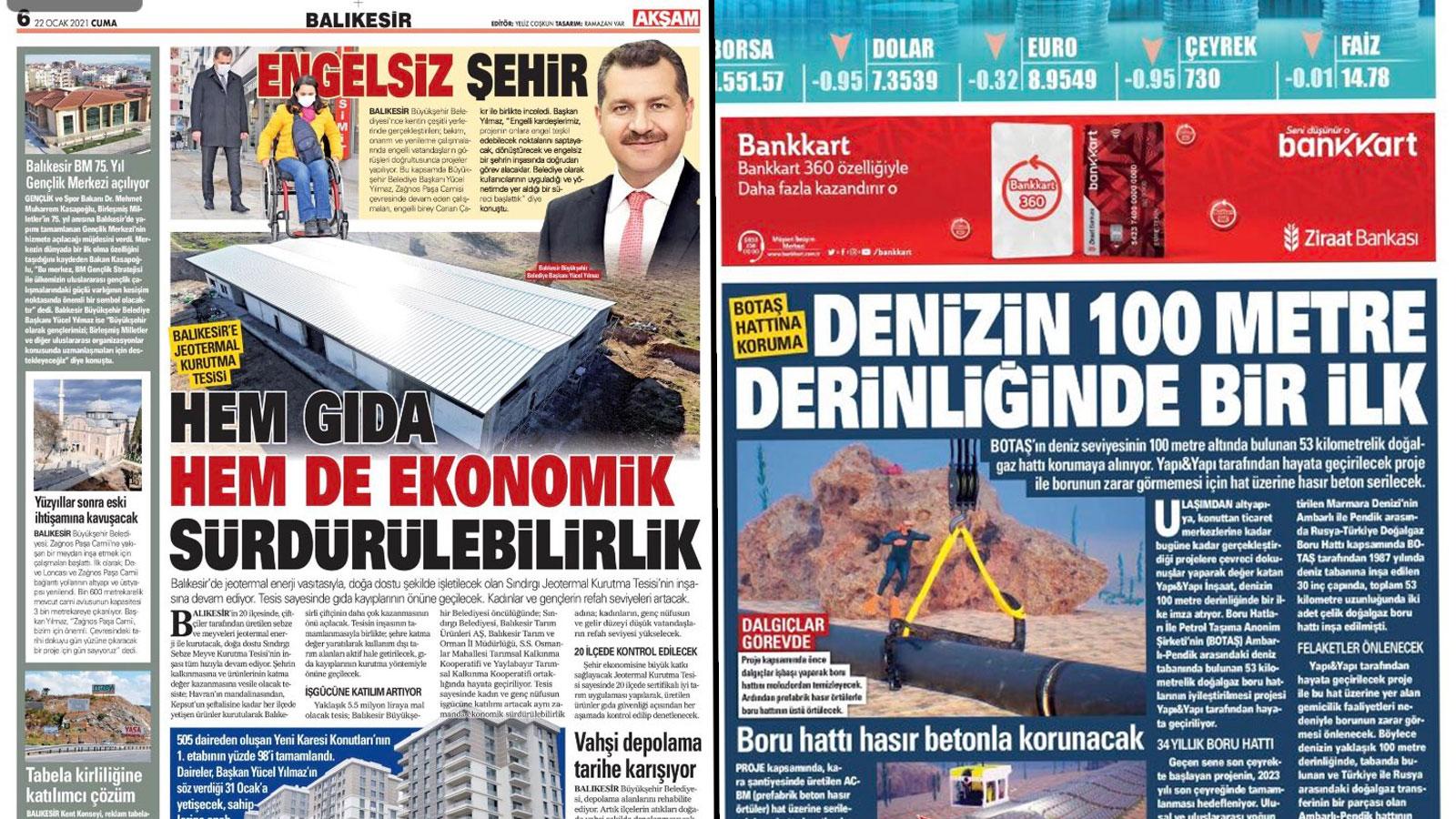 Medya Ombudsmanı Bildirici'den Akşam gazetesi okurlarına uyarı: "Engelsiz şehir” başlıklı sayfa Balıkesir Belediye Başkanı'nın tanıtımı!