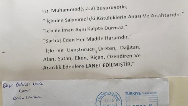 "İçki satan lanetlenmiştir" yazan mektuplar, tekel bayilerine yollandı 