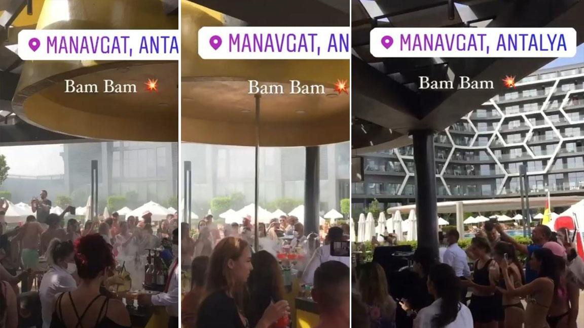 Antalya Manavgat'taki bir otelde yüzlerce kişilik parti