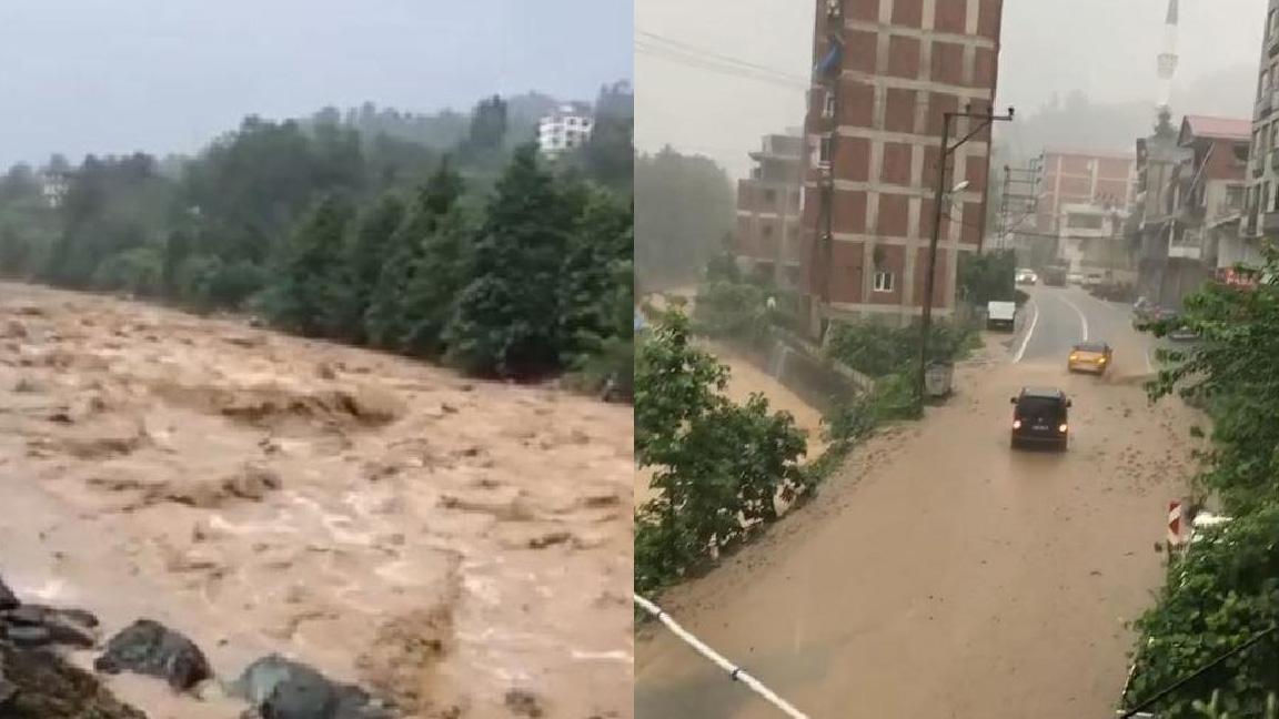 Rize'de etkili yağış ve heyelan; çay bahçesinde 7 kişi mahsur kaldı