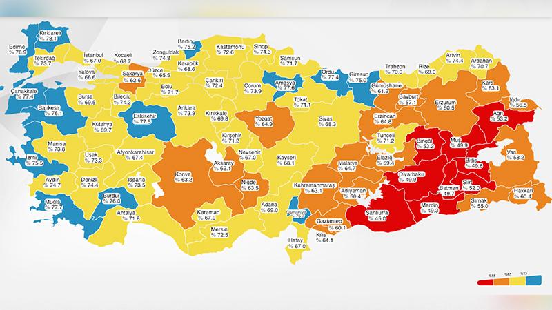 İkinci doz aşılamayı gösteren risk haritasında mavi il sayısı 13'e ulaştı