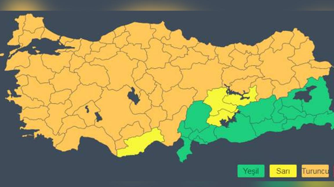 Meteoroloji yarın Güneydoğu Anadolu hariç tüm Türkiye için turuncu uyarı yayınladı 