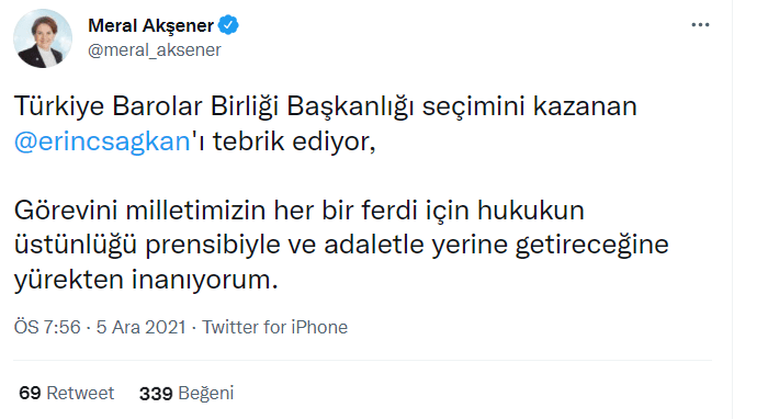 Barolar Birliği'nin seçimi bitti: yeni başkan Erinç Sağkan'a sosyal medyada tebrik mesajları 