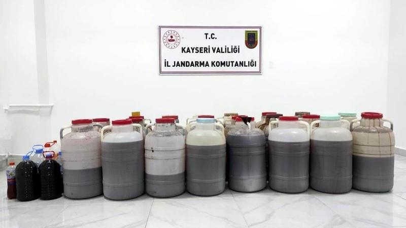 Kayseri'de 495 litre kaçak alkol ele geçirildi