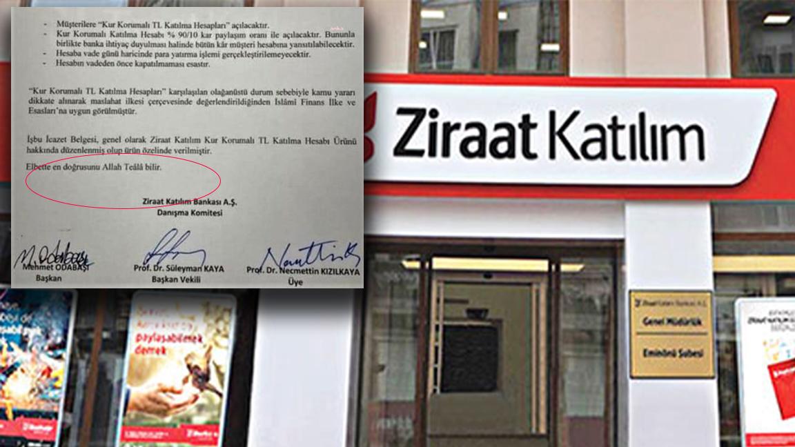 Ziraat Katılım, kur korumalı hesaplar için 'İcazet Belgesi' düzenledi: "Elbette en doğrusunu Allah Teala bilir"