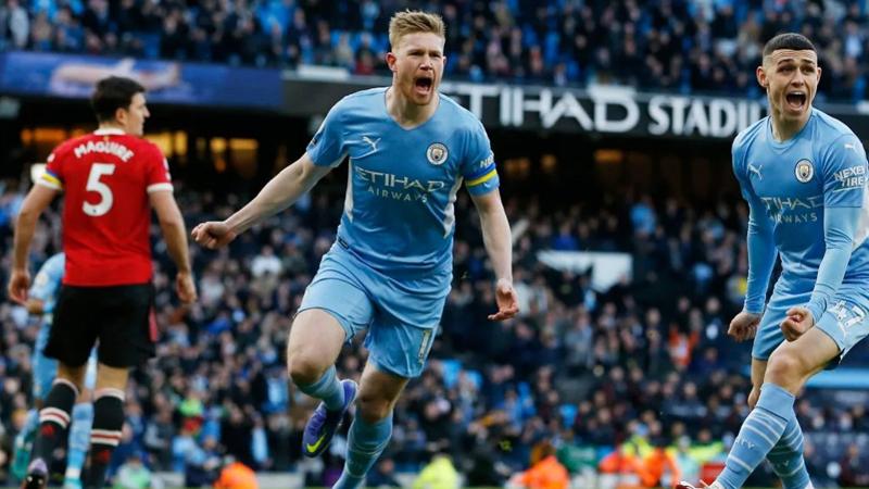 Kevin De Bruyne, 4-1'lik Manchester United karşılaşmasında 2 gol kaydetti.