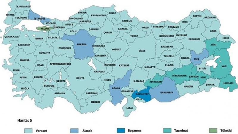 Adalet Bakanlığı, Türkiye'nin 'Dava Atlası'nı çıkardı