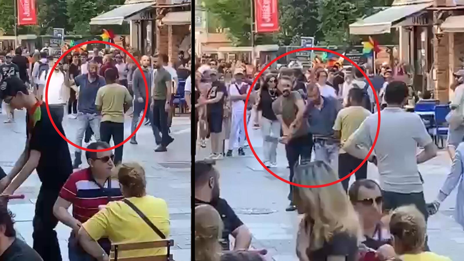 Kadıköy'de bir kişi elinde satırla yoldan geçenlere tehditler savurdu