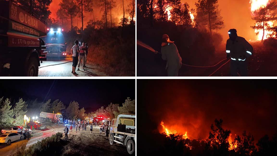 Marmaris'te orman yangını söndürülemedi; Belediye Başkanı Oktay'dan gece görüşlü helikopter çağrısı!