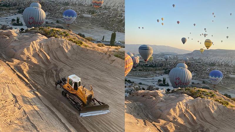 Kapadokya'da yol çalışması: "Bölgede kırılmadık, yıkılmadık peri bacası kalmayacak"