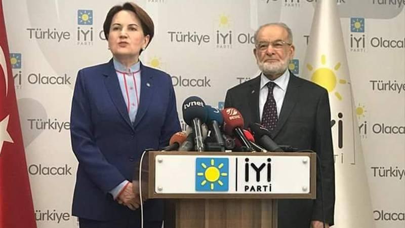 İyi Parti Genel Başkanı Meral Akşener (solda), Saadet Partisi Genel Başkanı Temel Karamollaoğlu (sağda)