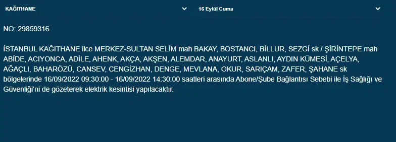 BEDAŞ duyurdu: İstanbul'da yarın için elektrik kesintisi uyarısı