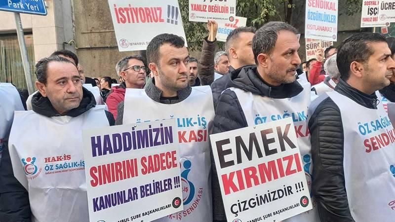 İstanbul’da sağlık çalışanlarından maaşlara zam talebiyle eylem: "Emek kırmızı çizgimizdir!"