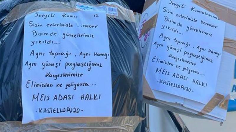 Meis Adası'ndan depremzedelere  insani yardım malzemeleri gönderildi