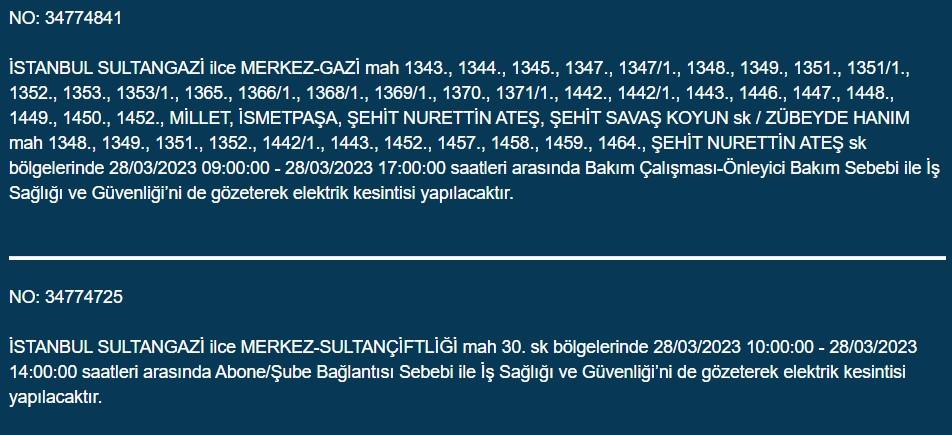 BEDAŞ, 28 Mart Salı elektrik kesintilerinin yapılacağı ilçeleri açıkladı