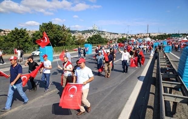 15 Temmuz Şehitler Köprüsü'ndeki 'Milli Birlik Yürüyüşü'nden kareler