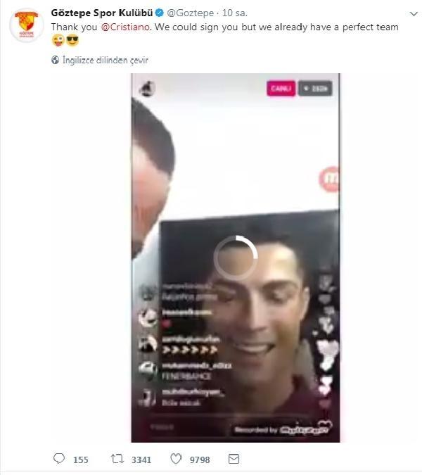 Ronaldo'dan Göztepe tezahüratı