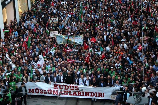 (GENİŞ)Beyoğlu'nda 'Kudüs' protestosu